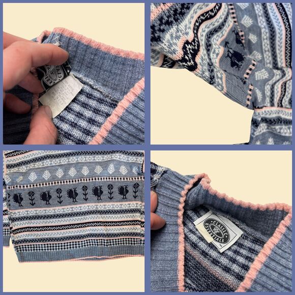 Vintage 80s striped sweater by Classic Essentials, size 22W blue & pink pullover - Picture 5 of 7